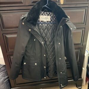 Jessica Simpson Black Quilted Ski Jacket with Faux Fur